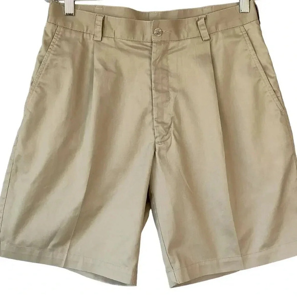 Nike Classic Chino Golf Bermuda Shorts Pleated Size 32 M Khaki Tan Cotton Blend - Picture 1 of 16
